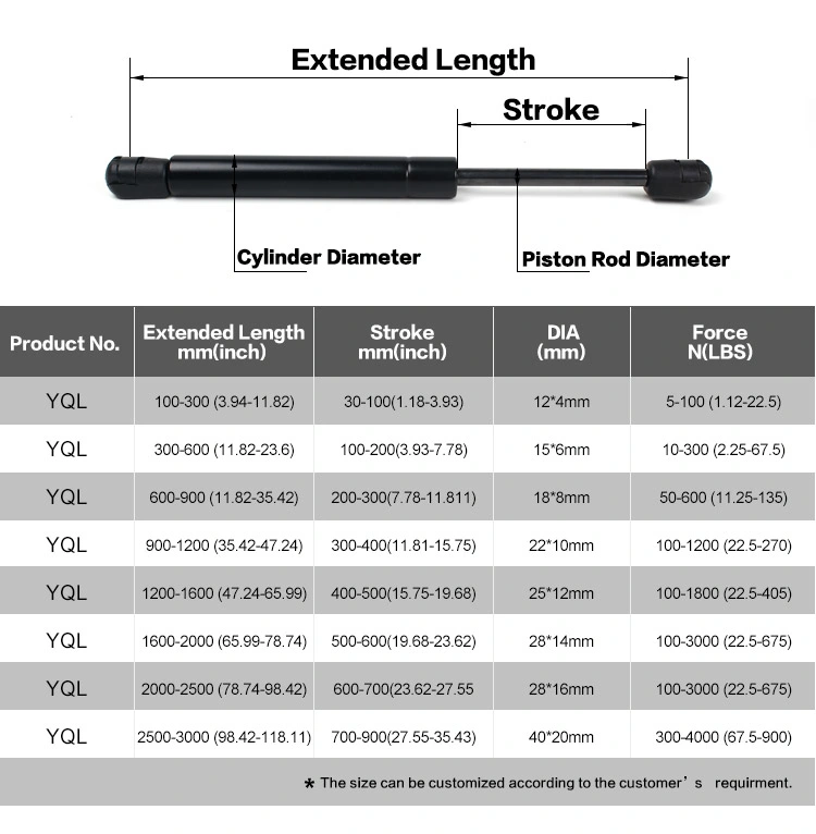 Tension Gas Spring for Lift for Vehicles